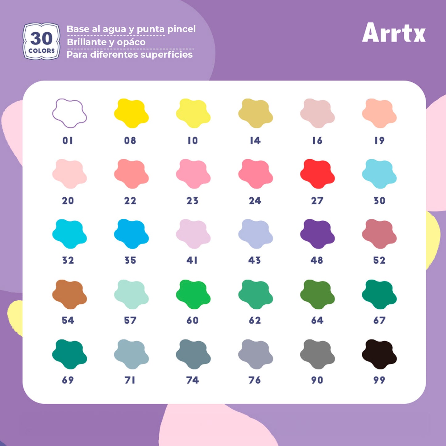 ARRTX MARCADORES ACRÍLICOS DE 30 COLORES 30A