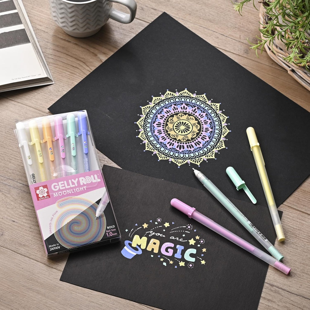 Set Lápiz Gel Gelly Roll Sakura Moonlight 6 Colores Pasteles