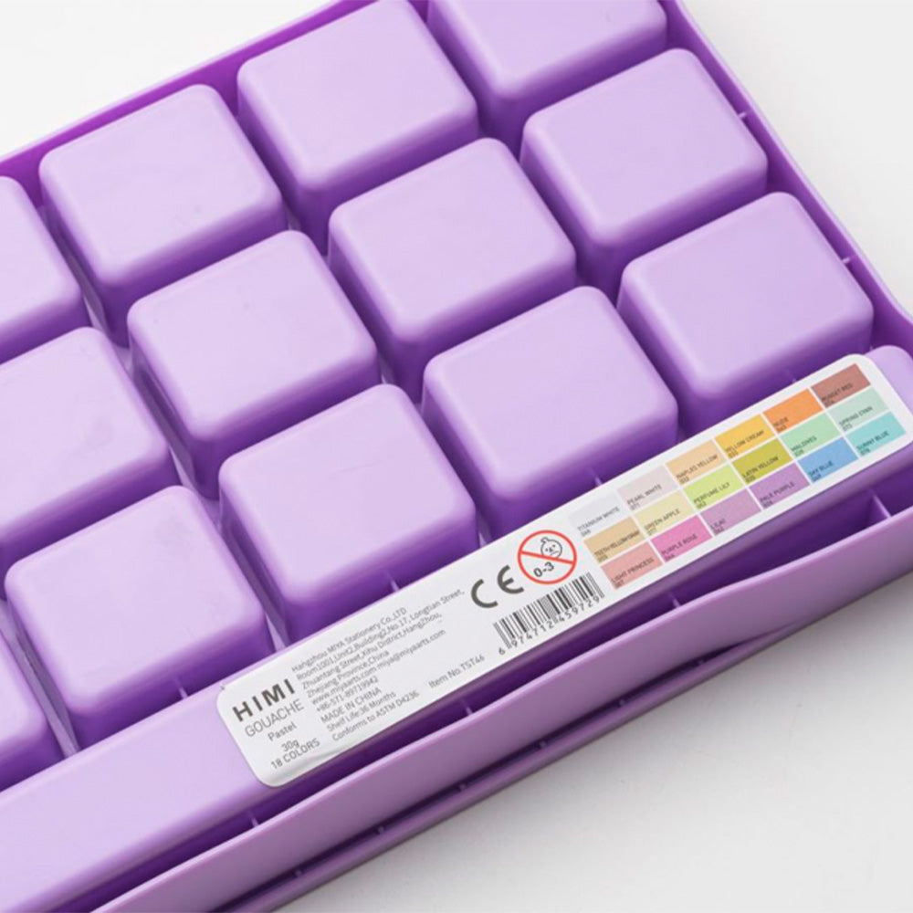HIMI SET DE PINTURA 18 COLORES GOUACHE PASTEL 30G + INCLUYE 3 PINCELES