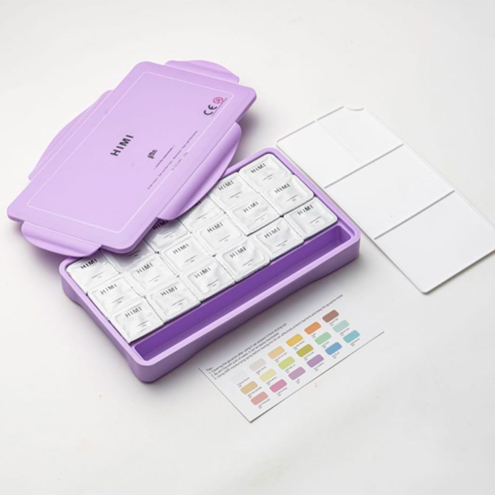 HIMI SET DE PINTURA 18 COLORES GOUACHE PASTEL 30G + INCLUYE 3 PINCELES