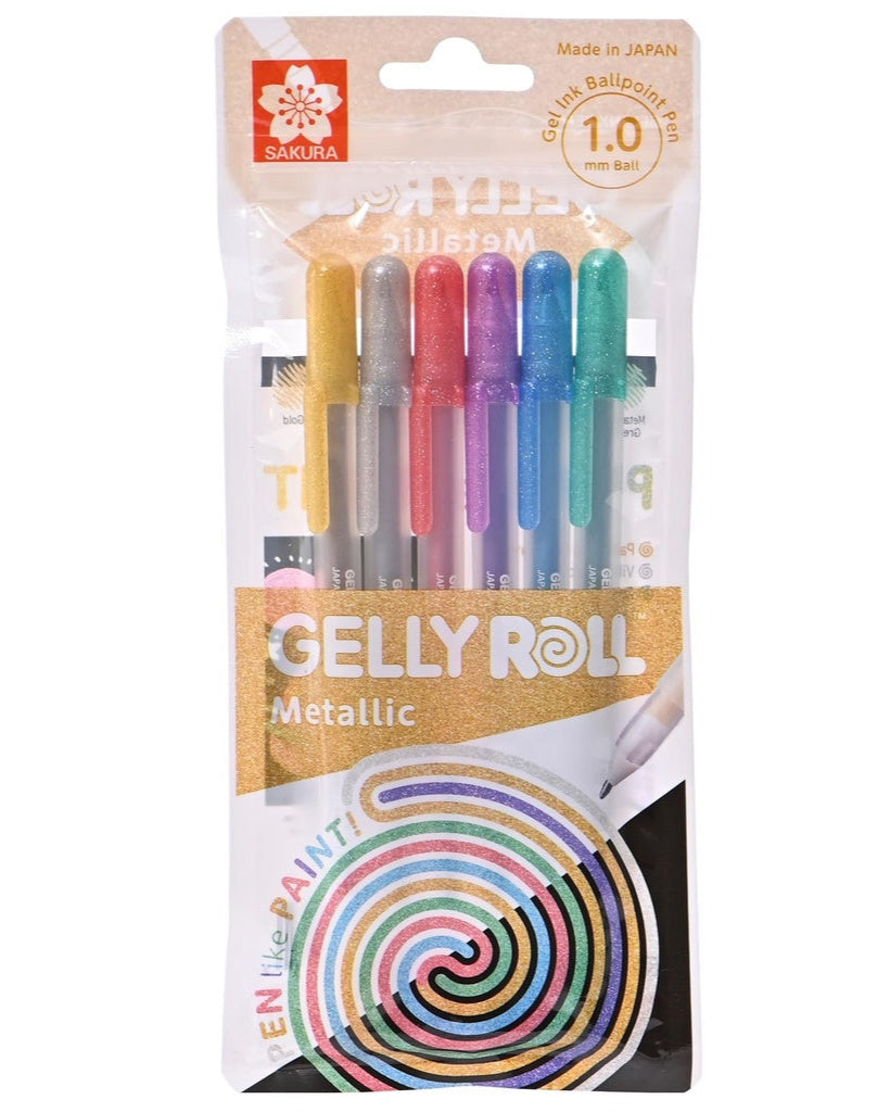 Set Lápiz Gel Gelly Roll Sakura Metallic 6 Colores