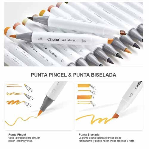 OHUHU 120 MARCADORES DE ALCOHOL + 1 BLENDER. PINCEL&BISELADA