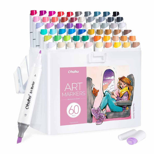 OHUHU 60 MARCADORES DE ALCOHOL + 1 BLENDER FINA&BISELADA DELGADO