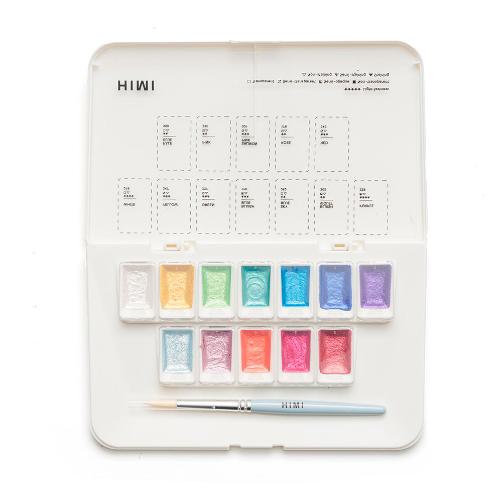 HIMI SET DE ACUARELA METALIZADA 12 COLORES SELECCIÓN JOYERIA