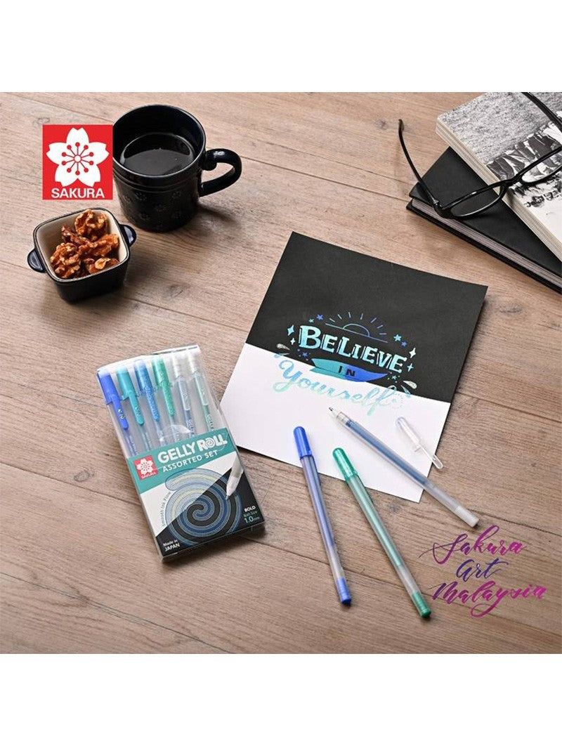 Set Lapiz Gel Gelly Roll Sakura Azules y Verdes