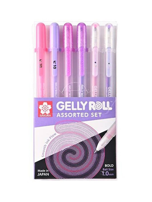 Set Lapiz Gel Gelly Roll Sakura Rosado y Morados