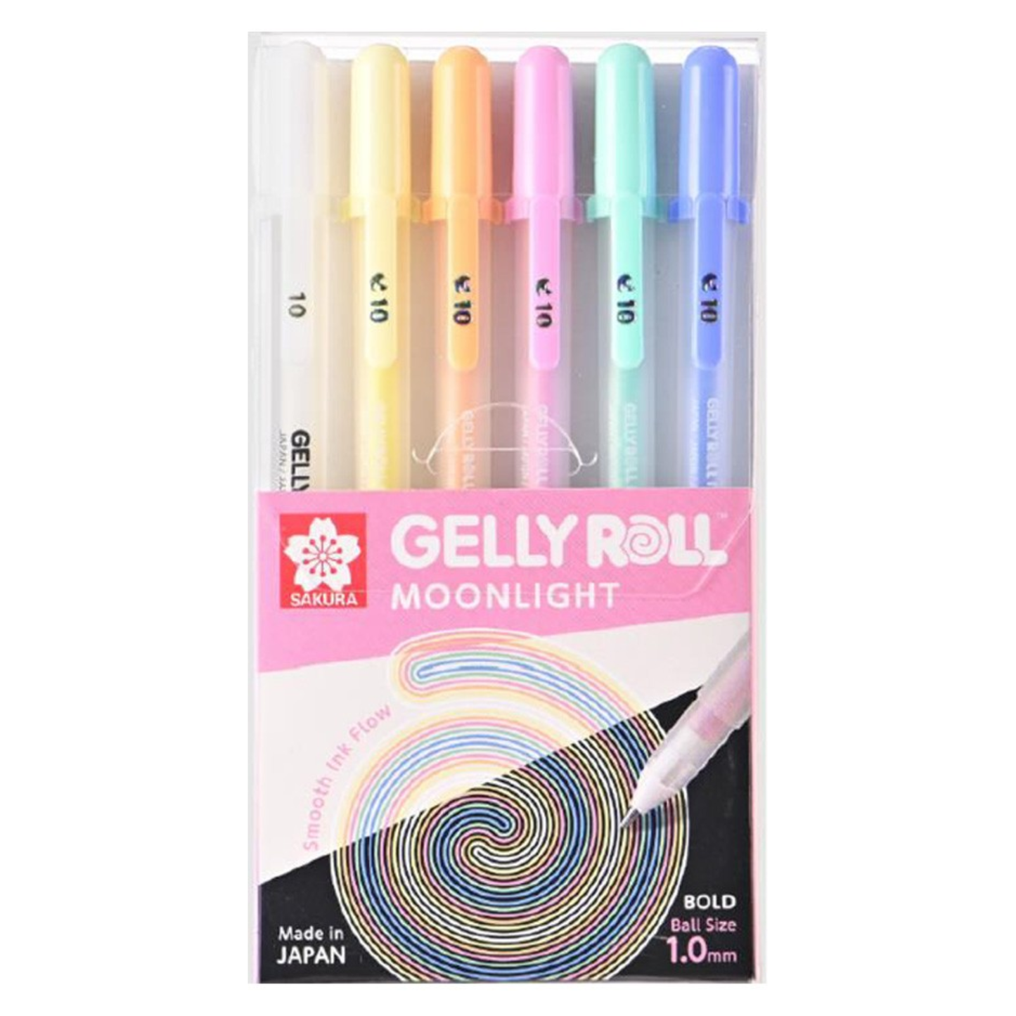 Set Lápiz Gel Gelly Roll Sakura Moonlight 6 Colores Pasteles