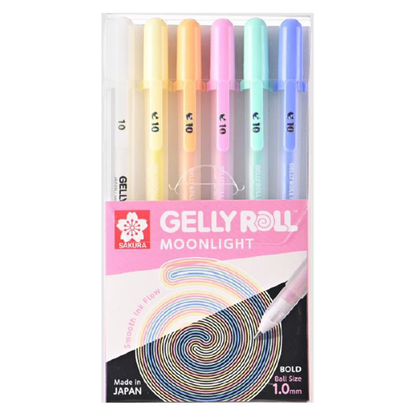 Set Lápiz Gel Gelly Roll Sakura Moonlight 6 Colores Pasteles