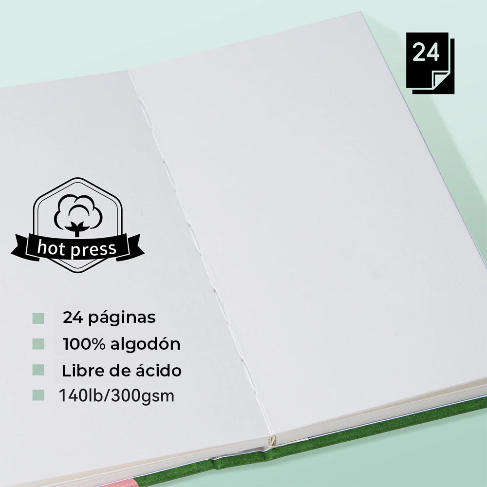 ARRTX CUADERNO DE BOCETOS PARA ACUARELA 24 PAGINAS 300 GRS 18.5 x 10.5 CM
