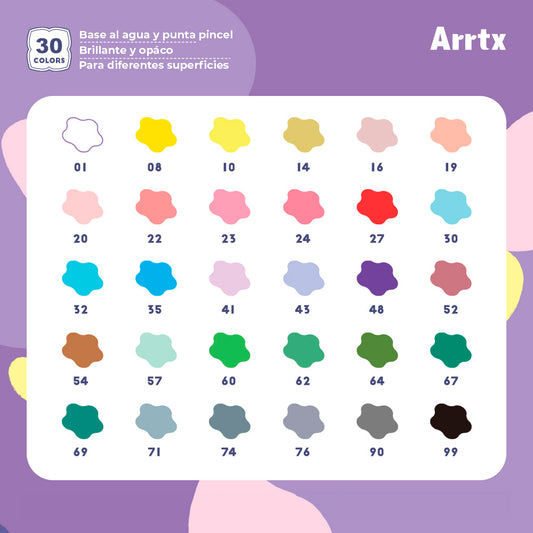 ARRTX MARCADORES ACRÍLICOS DE 30 COLORES 30A