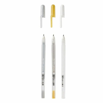 Set Lápiz Gel Gelly Roll Sakura 3 Colores (Oro-Plata-Blanco)