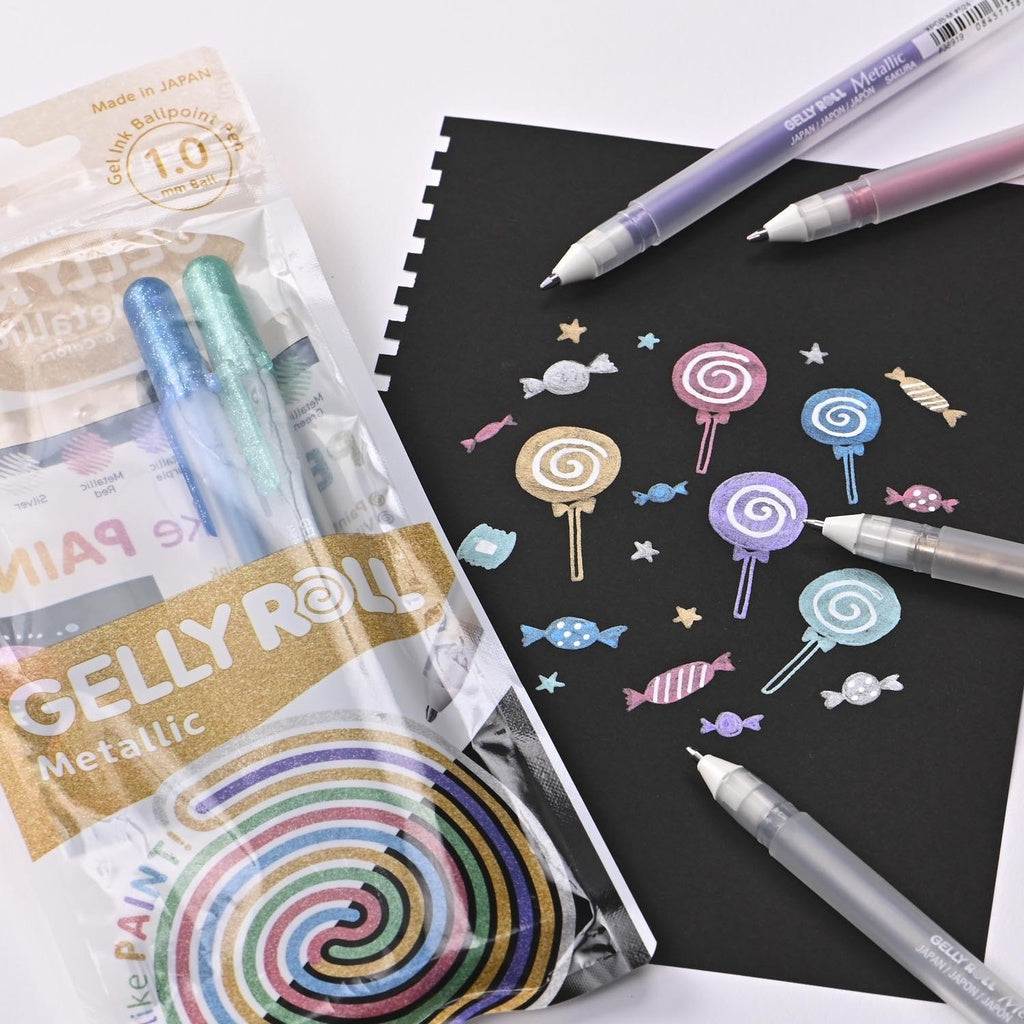 Set Lápiz Gel Gelly Roll Sakura Metallic 6 Colores