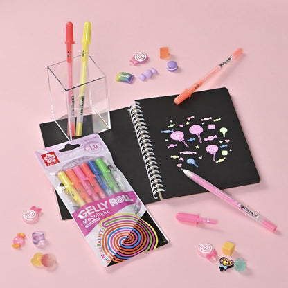 Lápices Gel Gelly Roll Sakura Moonlight Set 6 Colores Fluorescentes