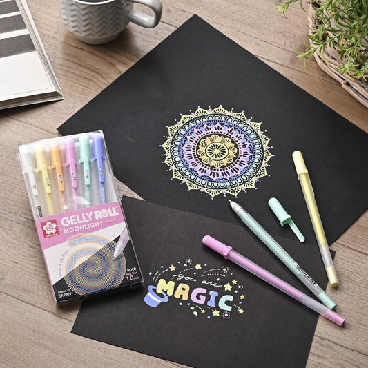 Set Lápiz Gel Gelly Roll Sakura Moonlight 6 Colores Pasteles