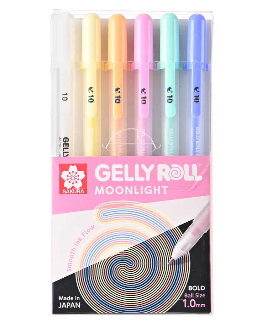 Set Lápiz Gel Gelly Roll Sakura Moonlight 6 Colores Pasteles