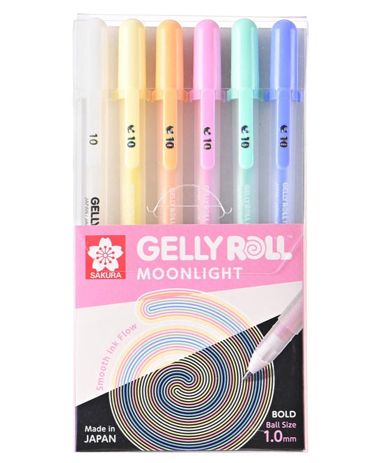 Set Lápiz Gel Gelly Roll Sakura Moonlight 6 Colores Pasteles