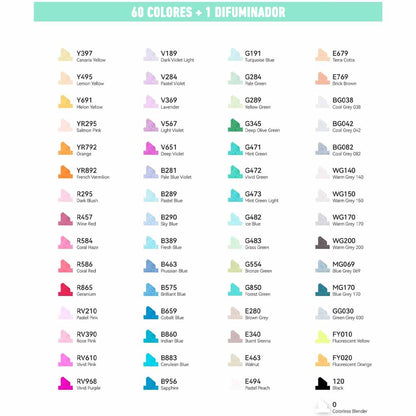 OHUHU 60 MARCADORES DE ALCOHOL + 1 BLENDER FINA Y BISELADA