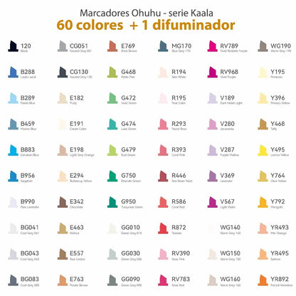 OHUHU 60 MARCADORES DE ALCOHOL + 1 BLENDER FINA&BISELADA DELGADO