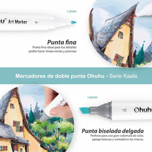 OHUHU 60 MARCADORES DE ALCOHOL + 1 BLENDER. FINA&BISELADA DELGADO