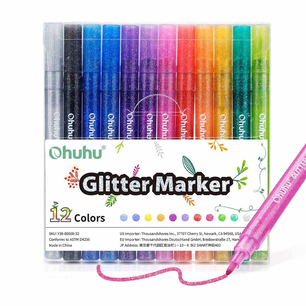 OHUHU 12 MARCADORES GLITTER METÁLICOS CON PURPURINA