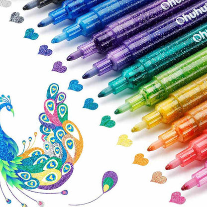 OHUHU 12 MARCADORES GLITTER METÁLICOS CON PURPURINA