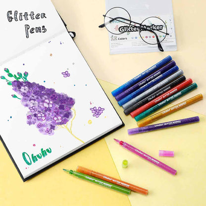 OHUHU 12 MARCADORES GLITTER METÁLICOS CON PURPURINA