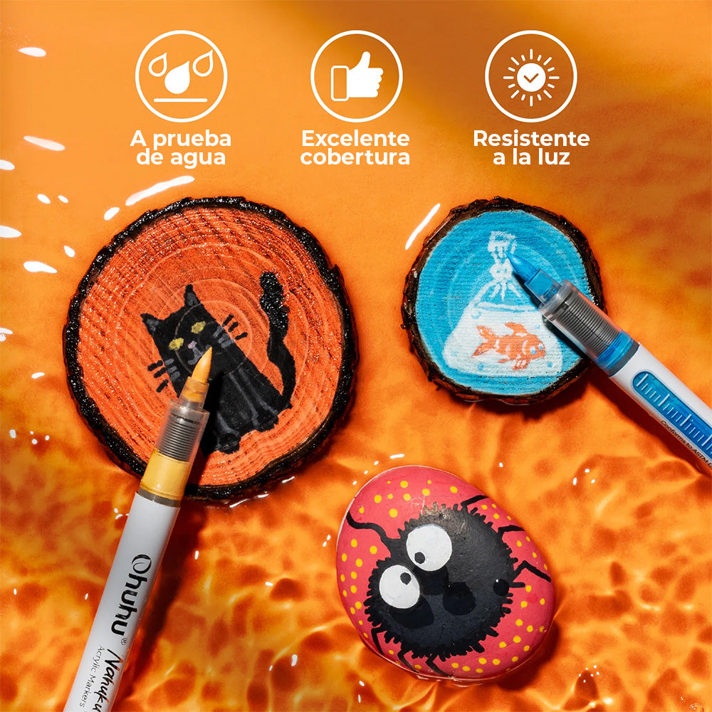 OHUHU 24 MARCADORES ACRÍLICOS PUNTA PINCEL.