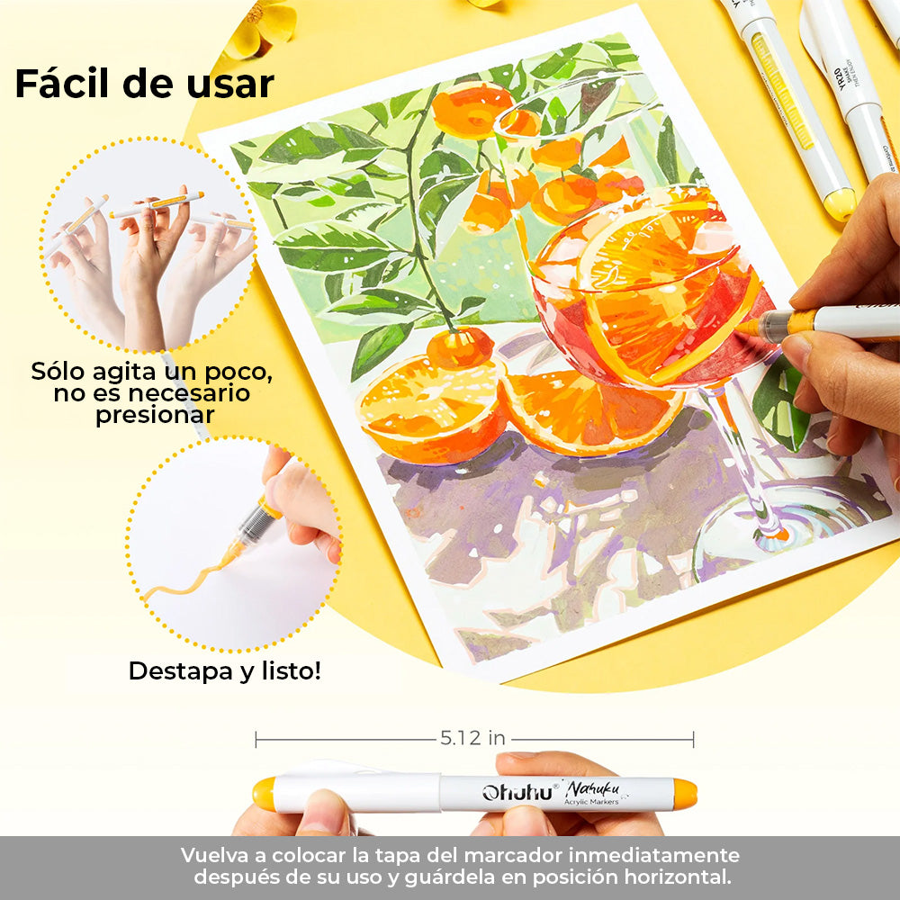 OHUHU 24 MARCADORES ACRÍLICOS PUNTA PINCEL.