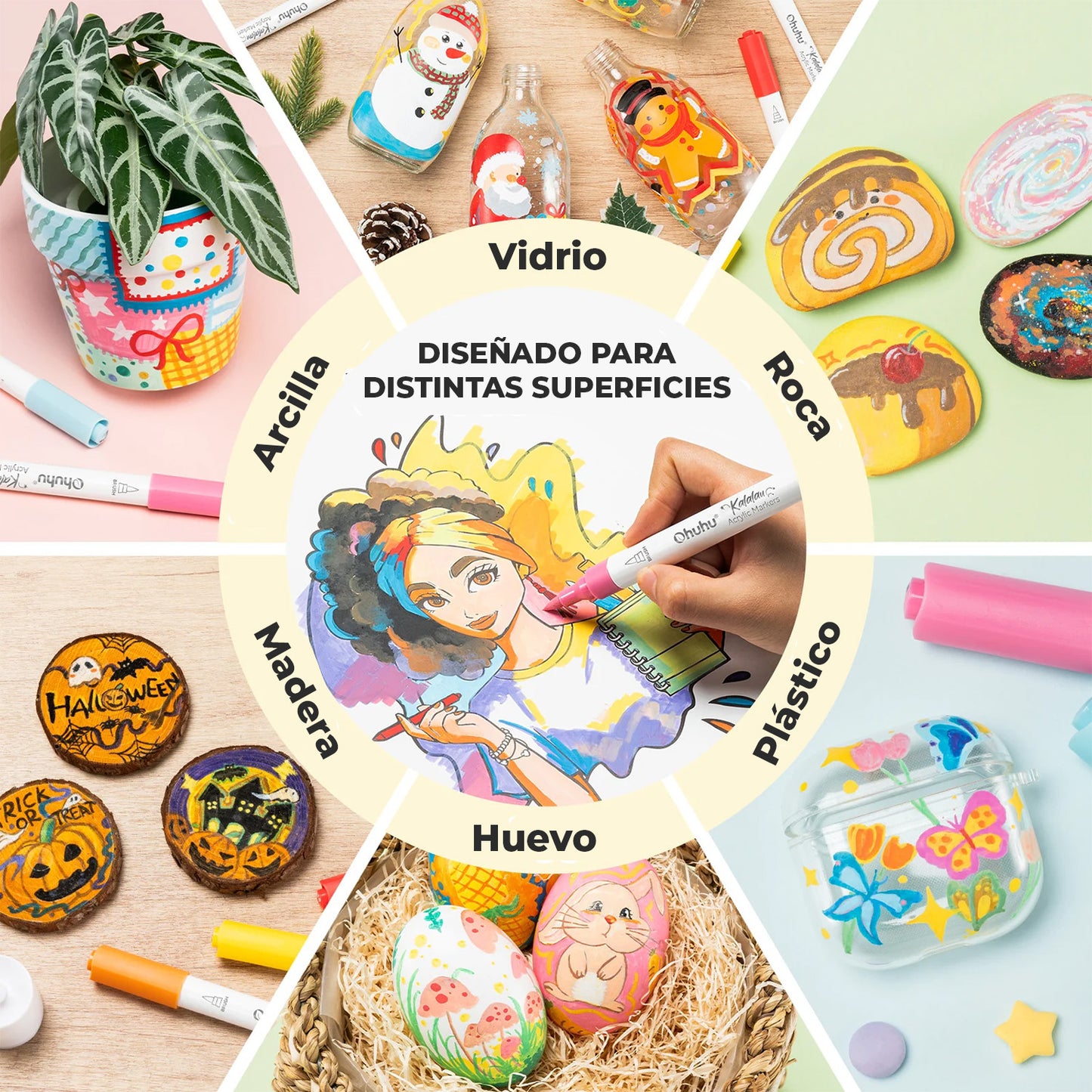 OHUHU 30 MARCADORES ACRÍLICOS KALALAU PUNTAS PINCEL