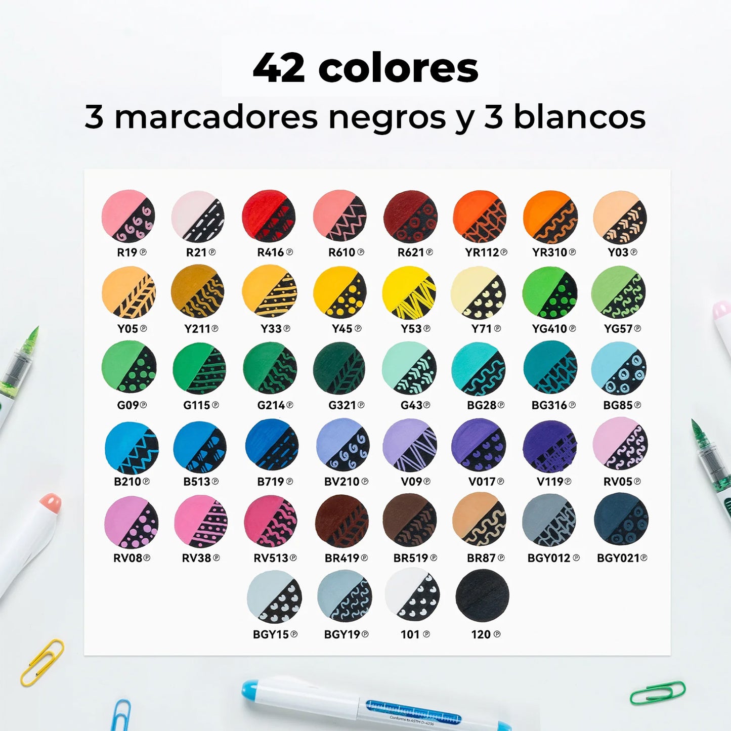 OHUHU 48 MARCADORES ACRÍLICOS PUNTA (PINCEL)