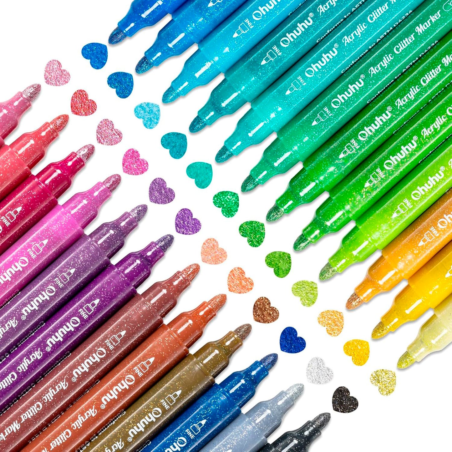 OHUHU 24 MARCADORES GLITTER METÁLICOS PURPURINA PUNTA 3,0MM