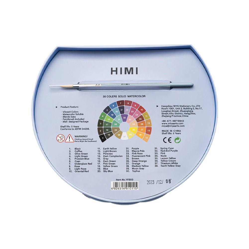 HIMI SET PINTURA SOLIDA 38 COLORES (ESTUCHE AZUL)