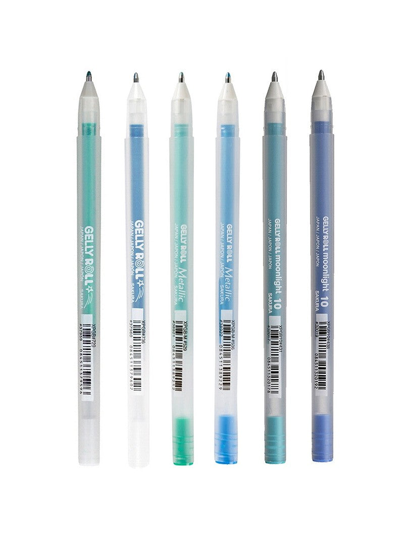 Set Lapiz Gel Gelly Roll Sakura Azules y Verdes