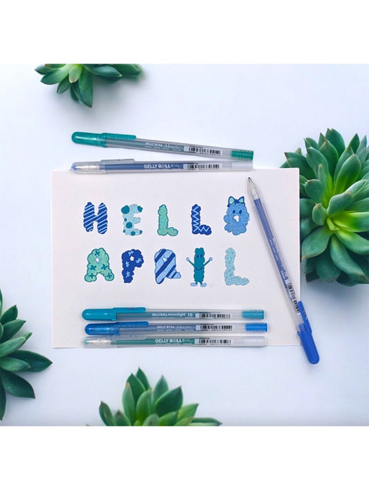 Set Lapiz Gel Gelly Roll Sakura Azules y Verdes