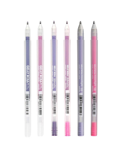 Set Lapiz Gel Gelly Roll Sakura Rosado y Morados